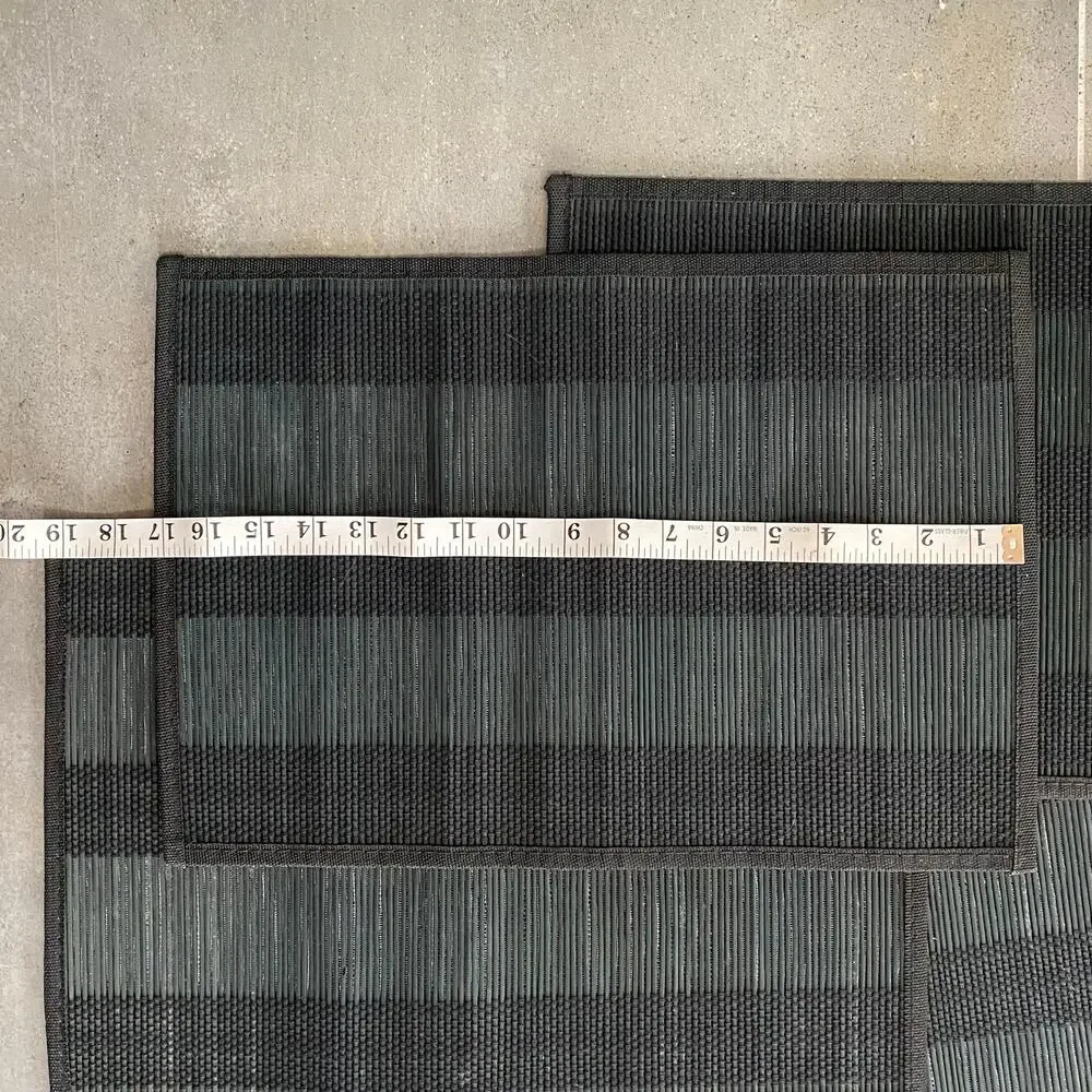 Set‎ of 5 Black Woven Placemats Reed and Cord On Fabric Backing